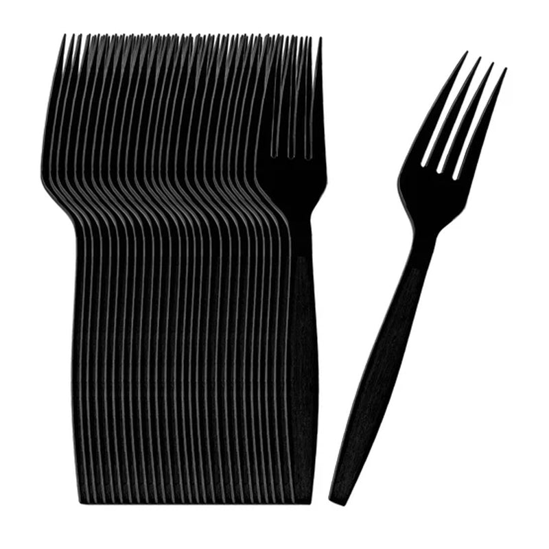 Ensemble de 100 Fourchettes en Plastique - Noir