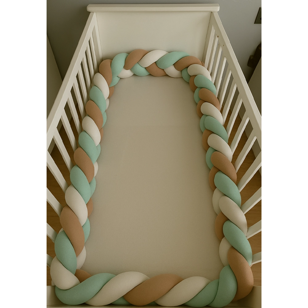 Babymat Protector de cuna trenzado - Verde pastel