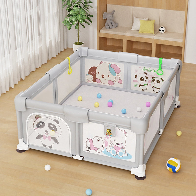 حديقة ألعاب (150×180 سم) مع حاجز أمان - رمادي