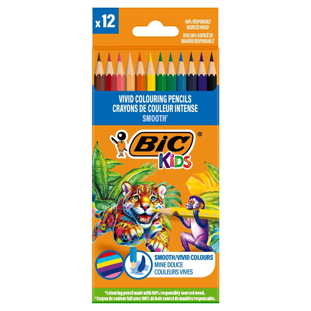 Bic Kids Wood Boîte de 12 Crayons de Couleur