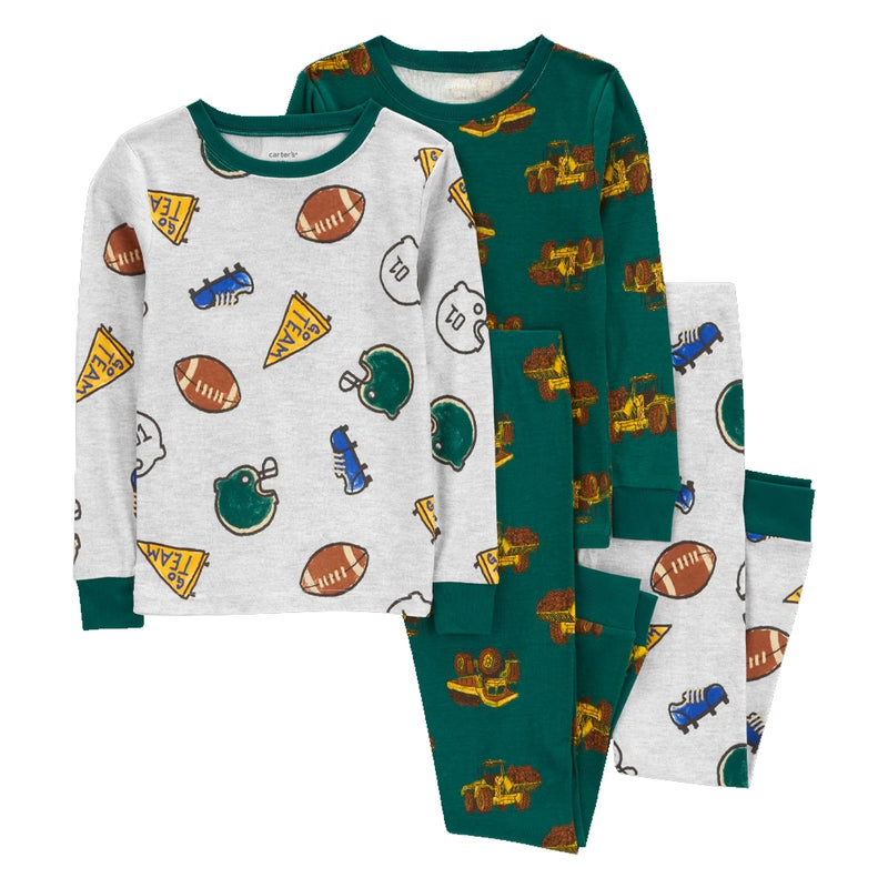 Pijama de algodón de 4 piezas Carter's - Verde deportivo