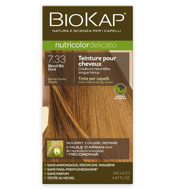 Coloration Biokap Nutricolor Delicato 7.33 Blond Blé Doré boîte