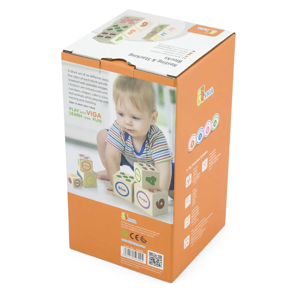 Viga Toys Wooden Number Tower Blocks – 12M+