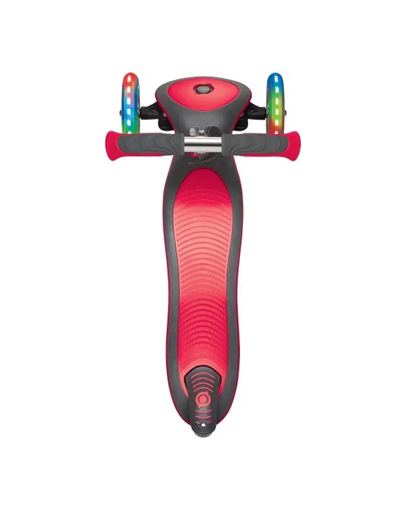 Globber Trottinette 3 Roues Elite Deluxe avec Lumières Pliable - Rouge