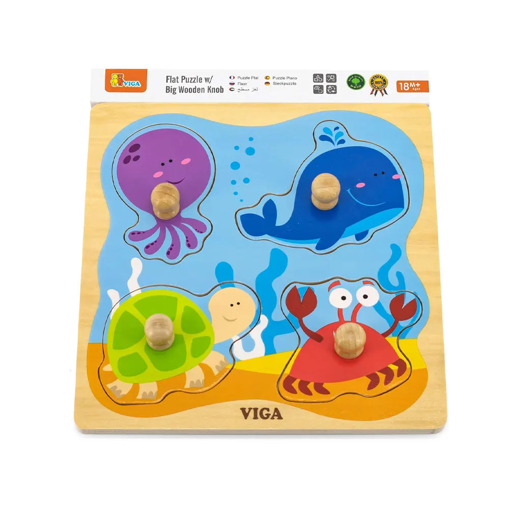 Viga Toys Marco de Encaje de Criaturas Marinas de Madera – 12 meses+