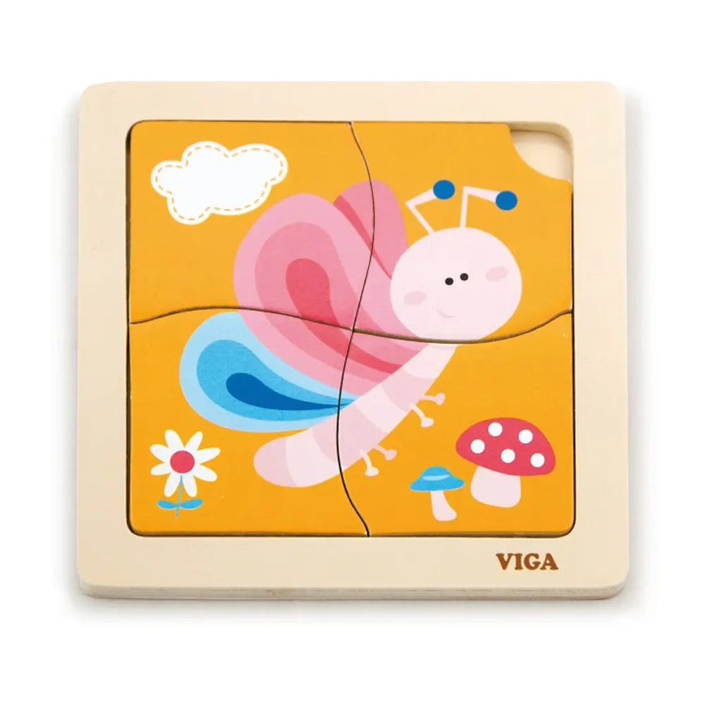 فيغا تويز بازل خشبي مسطح بمقبض على شكل فراشة – +12 شهر