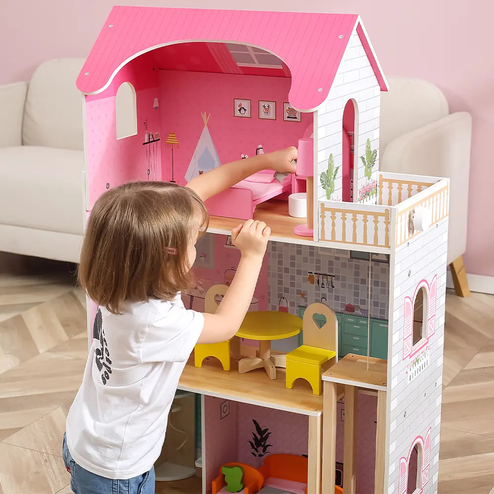 Grande maison de poupée pour filles de 3 à 12 ans, 11 pièces, maison de poupée avec éclairage, tapis de jeu, poupées, meubles et nombreux accessoires, enfants Grande maison de poupée pour filles de 3 à 12 ans, 11 pièces, maison de poupée avec éclairage, tapis de jeu, poupées, meubles et nombreux accessoires, enfants