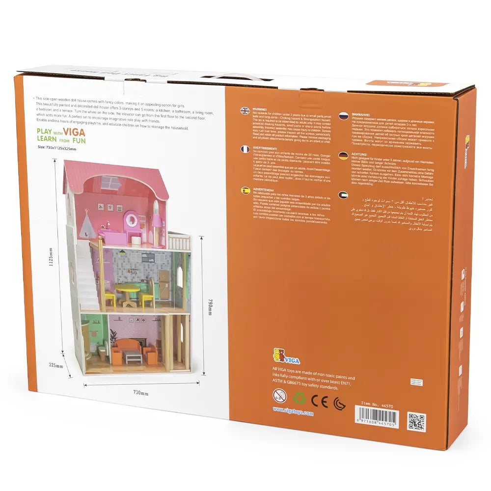 Viga Toys Elégante Grande Maison de Poupée 3A+