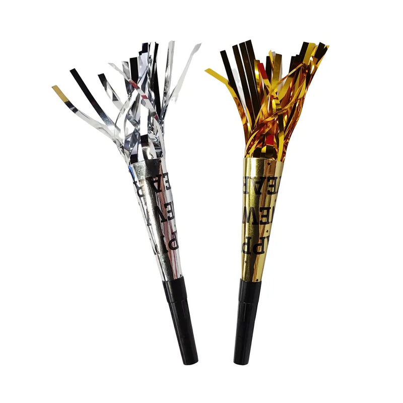 Pack of 4 Happy New Year Party Whistles 18cm