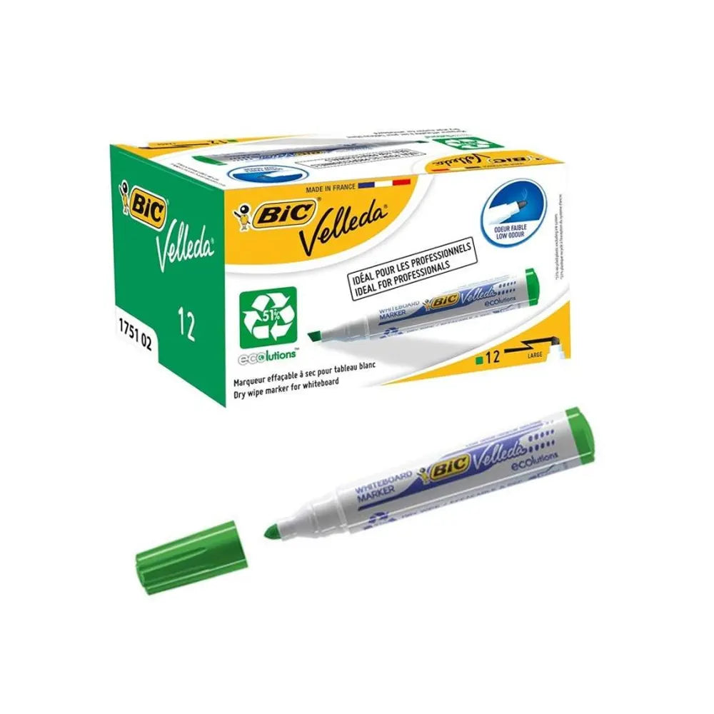 Bic Caja de 12 Marcadores para Pizarra Blanca – Verde