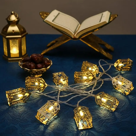 Metal Oriental Lantern String Lights – 10 LEDs