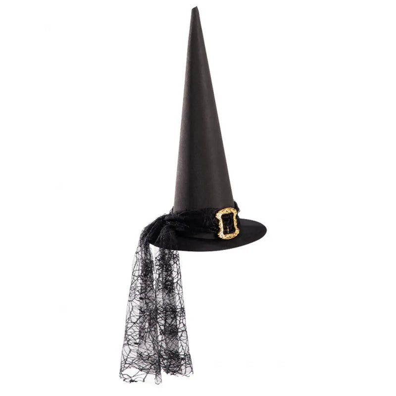 Sombrero de Bruja Flocado Negro 60cm