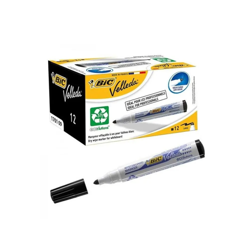 Bic Caja de 12 Marcadores para Pizarra Blanca – Negro