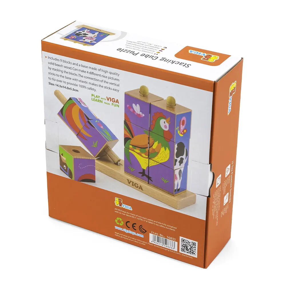 Viga Toys Puzzle Cube Empilable Farm 2A+