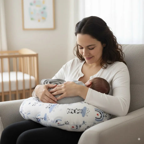 BébéYo Coussin d'Allaitement Panda Rainbow - Bleu