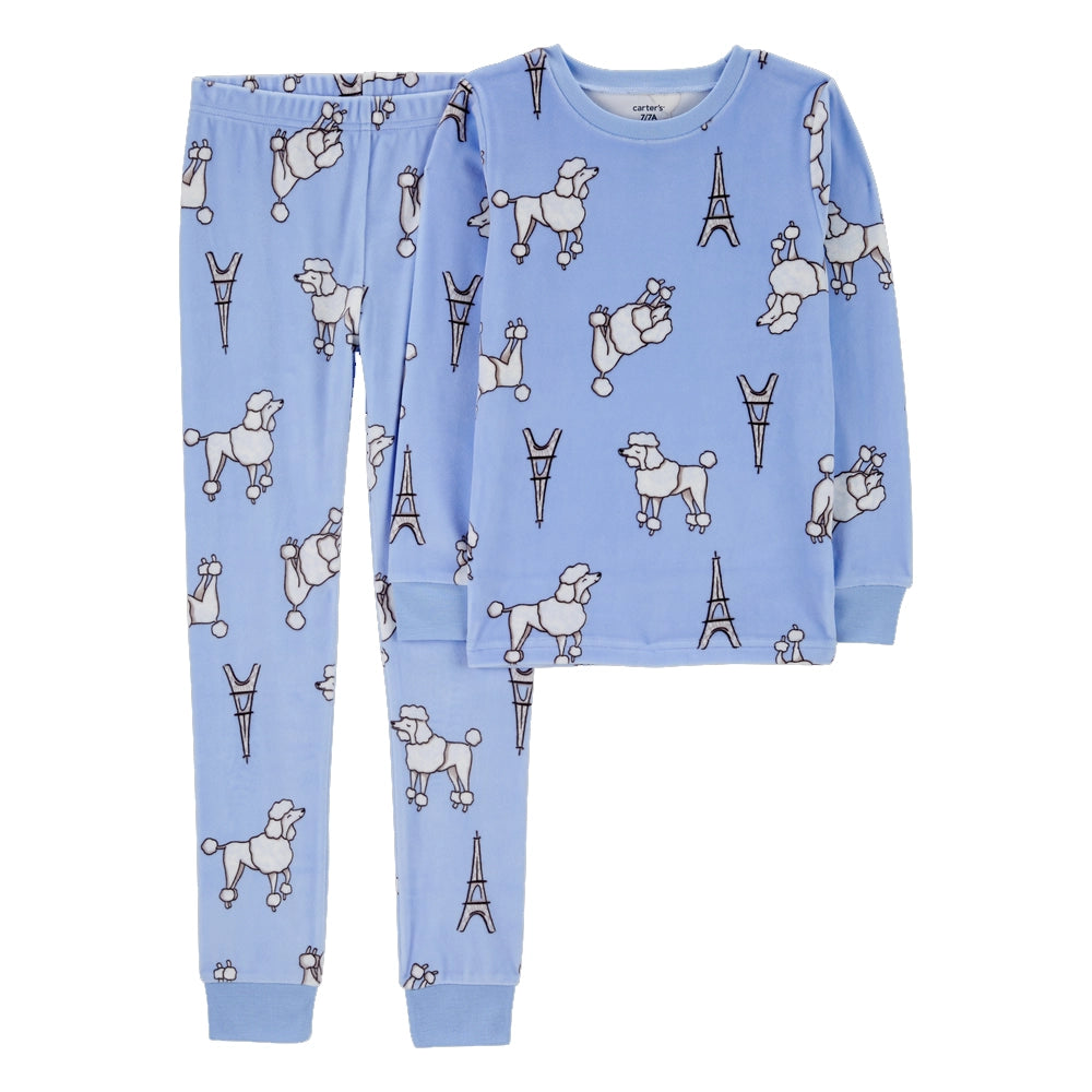 Pyjama 2 Pièces en Velours Pelucheux Carter's - Caniche Bleu