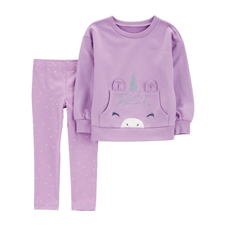 Ensemble 2 Pièces Bébé Carter's - Licorne Pailleté Violet