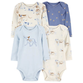 Lot de 4 Bodies à Manches Longues Carter's - Chien