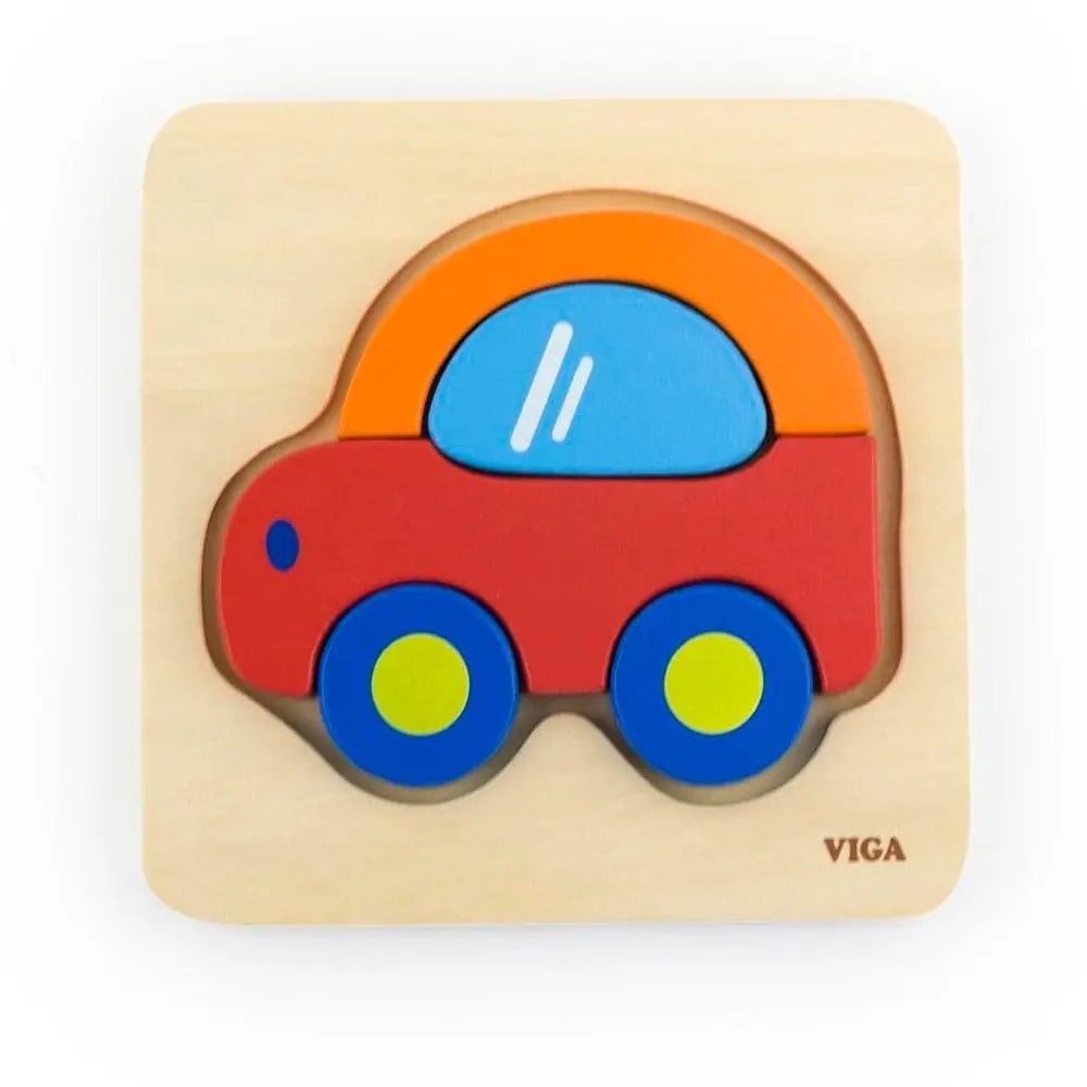 Viga Toys Rompecabezas Grueso Coche de Madera – 18 meses+