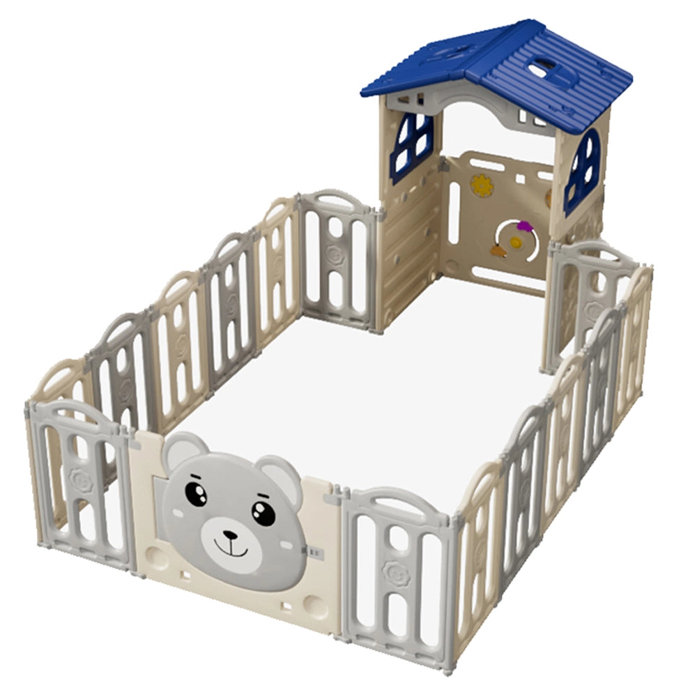 Parc de Jeux Pliable avec Maison de Jeu 14+2 - Gris