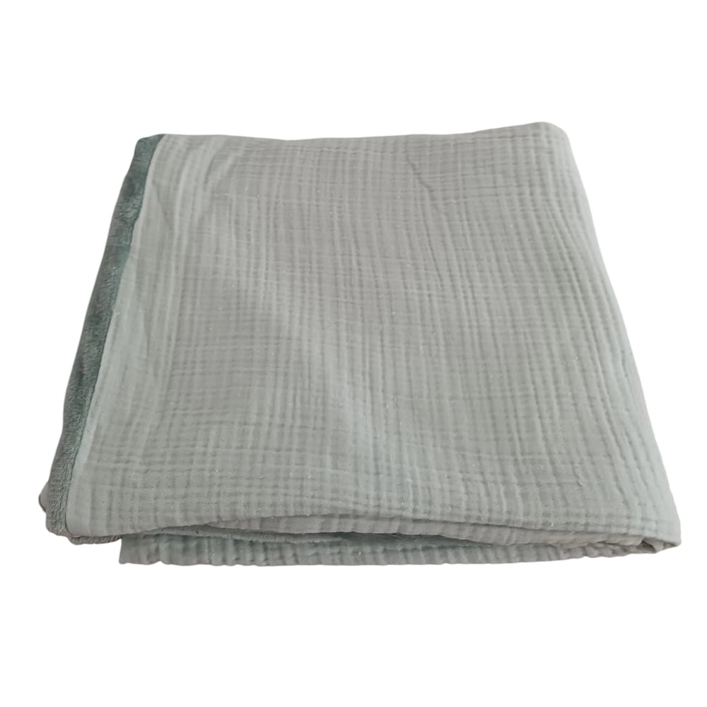 Couverture Double Face en Gaz de Coton - Vert Eau