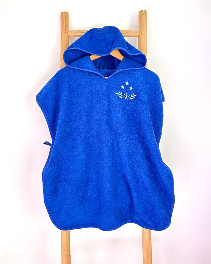 Organic Flores Ponchos Enfant 4 ans - Bleu