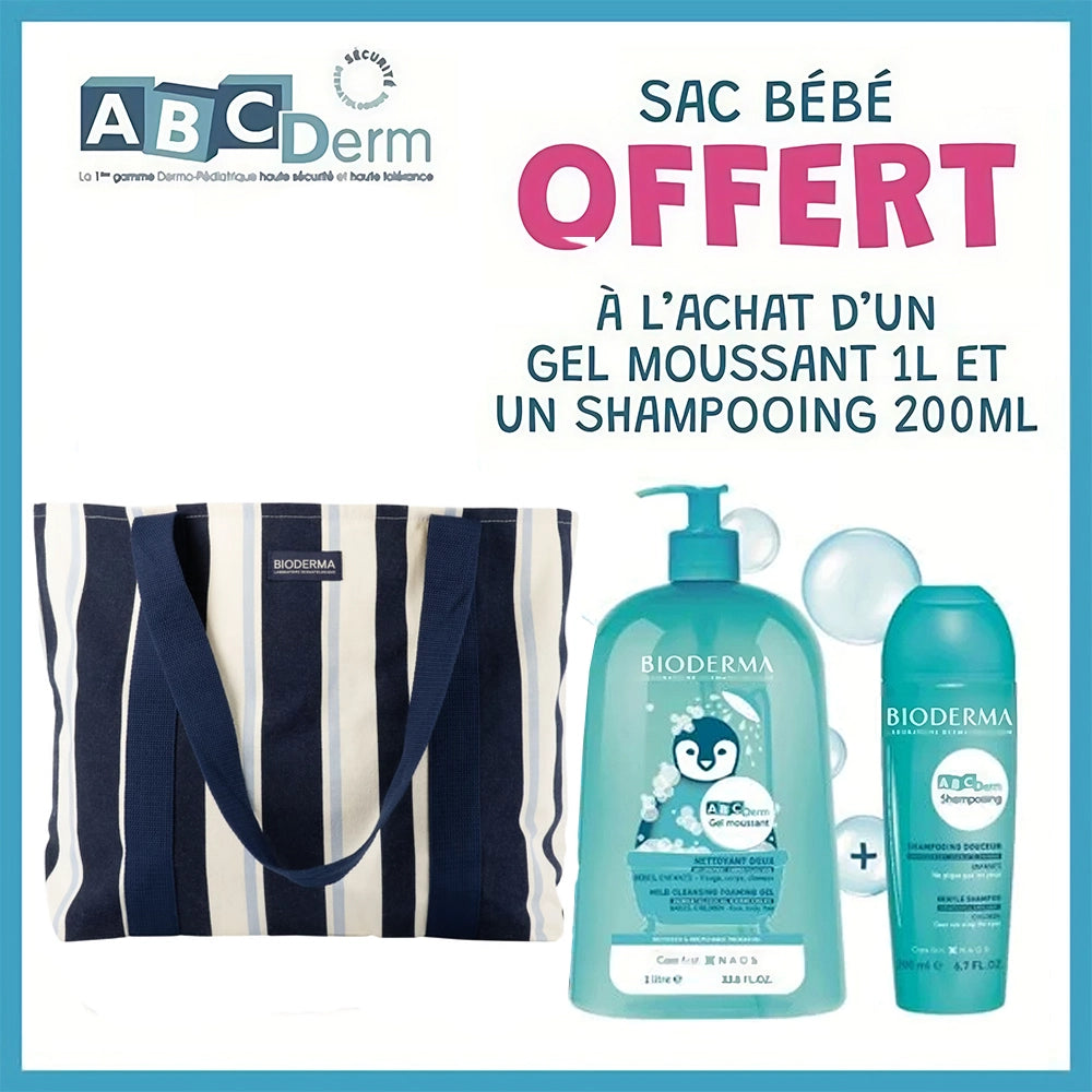 Oferta: Bioderma ABCDerm Gel espumoso limpiador suave 1L + Champú 200 ml = Bolso de regalo