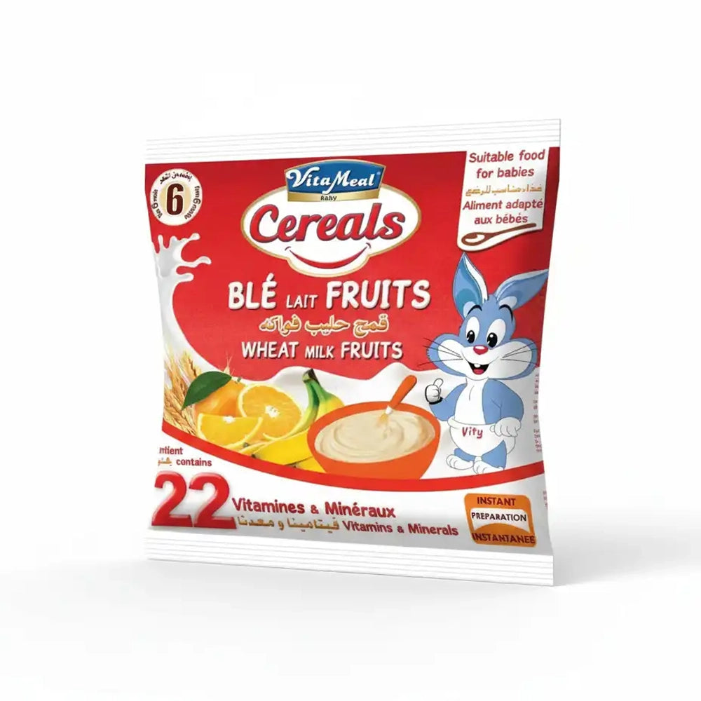 Vitameal Sachet de Céréale Blé Lait Fruits 50g