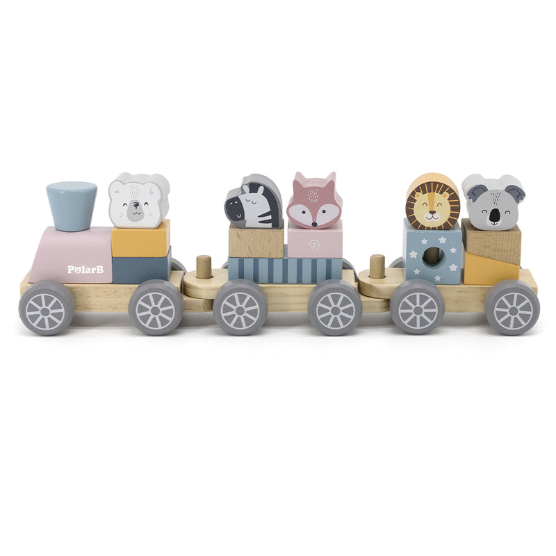 Viga Toys PolarB Stacking Train Animals in Wood 18M+