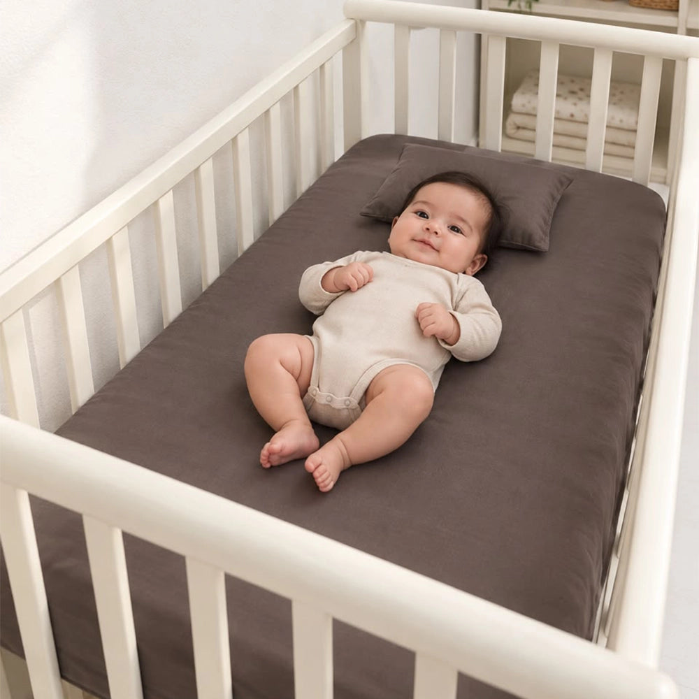 BébéYo Drap Housse et Coussin - Marron