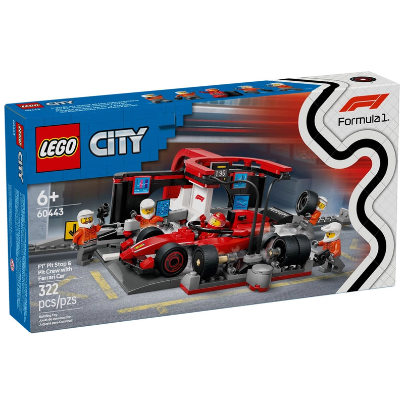 Lego Pit Stop & Pit Crew with Ferrari Car 6Y+