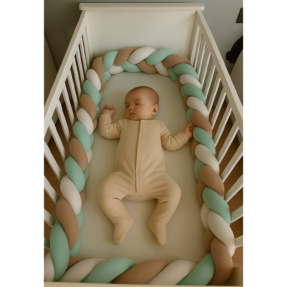 Babymat Protector de cuna trenzado - Verde pastel