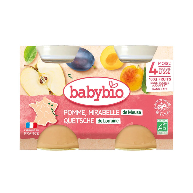 Babybio Petit Pot Mirabelle Plums & Apple Quetsche 2x130g