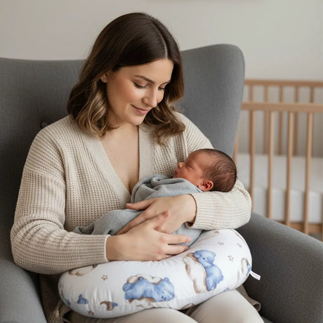 BébéYo Coussin d'Allaitement Nuage d’Ourson - Bleu