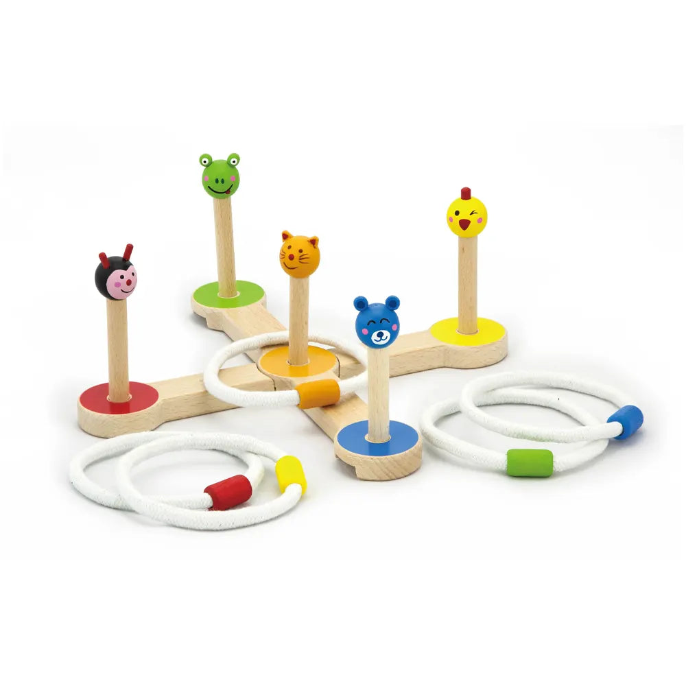 Viga Toys Jeu d’Anneaux Animaux en Bois – 3A+