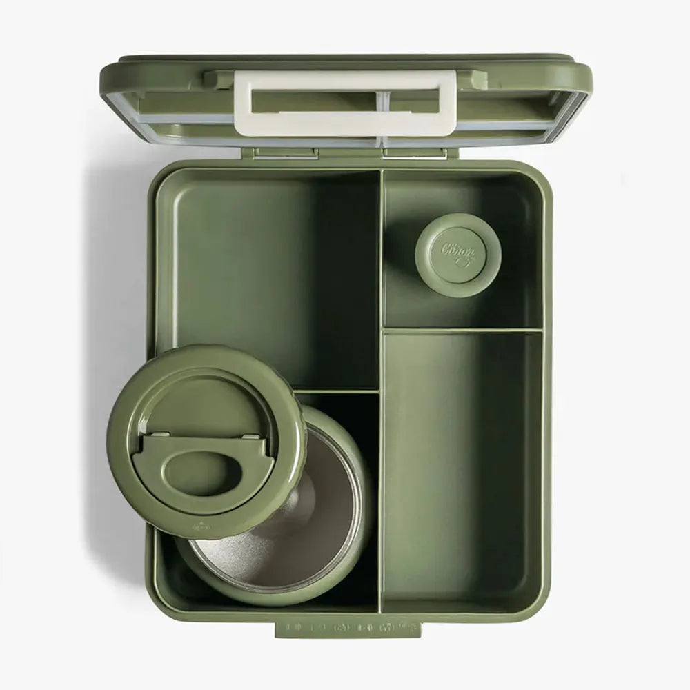 Large Lunchbox with Insulated Food Jar Citron - Green