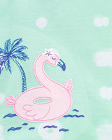 Pyjama 3 Pièces en Jersey Flamant Rose Carter's - Vert