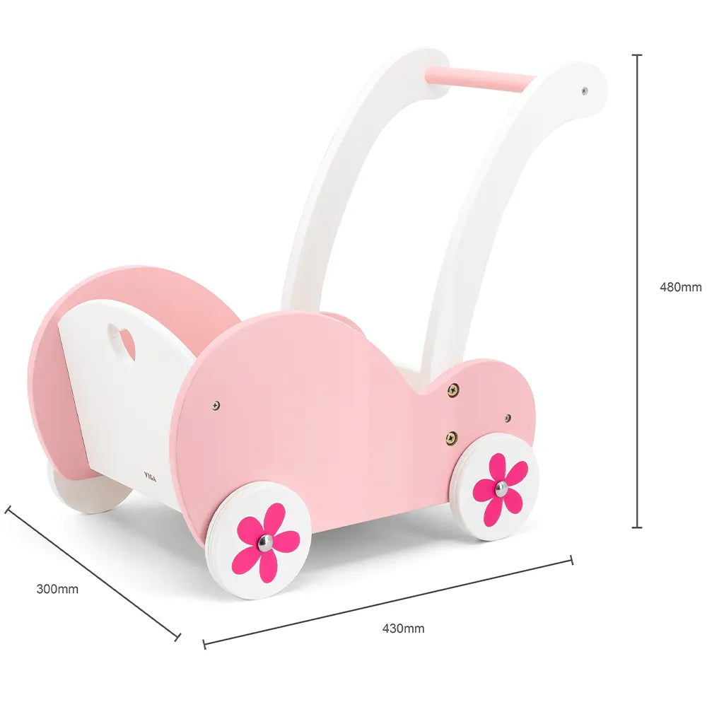 Viga Toys Trotteur & Poussette pour Poupée Rose 2 en 1 3A+