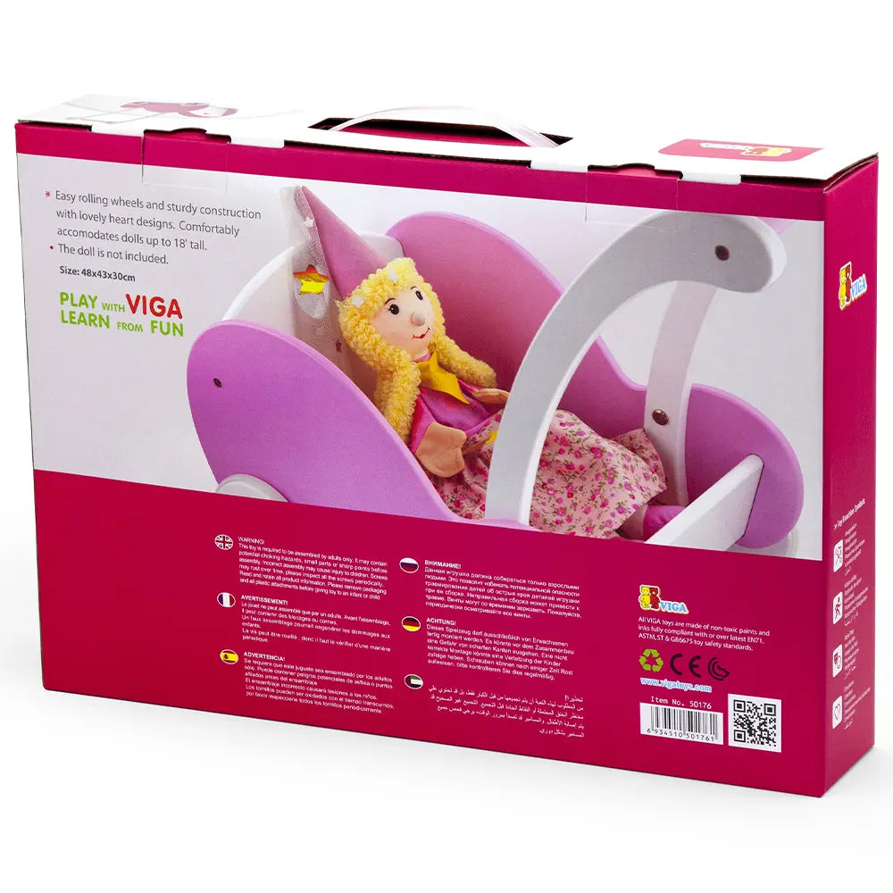 Viga Toys Trotteur & Poussette pour Poupée Rose 2 en 1 3A+