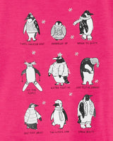 Pyjama 2 Pièces En Coton Pingouin Carter's - Rose & Blanc