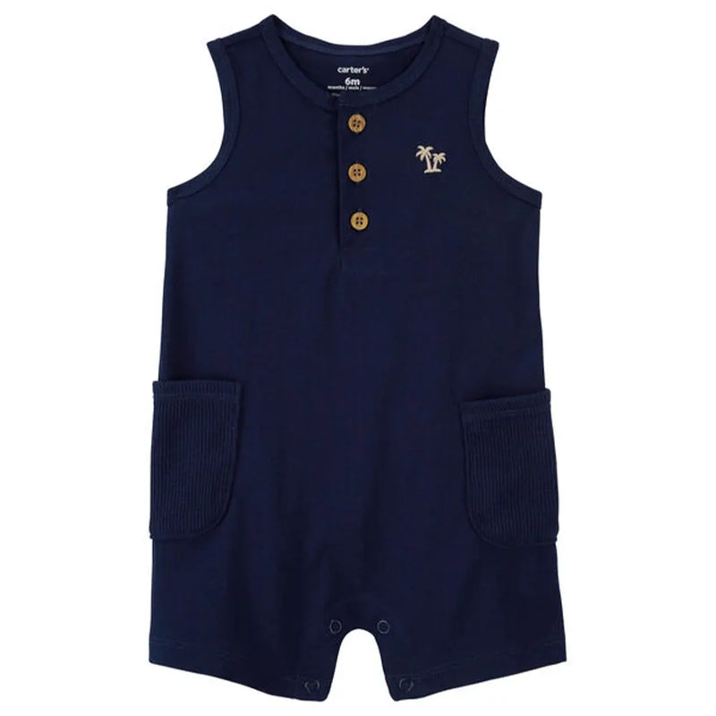 Carter's Mameluco de algodón con estampado de palmeras - Azul