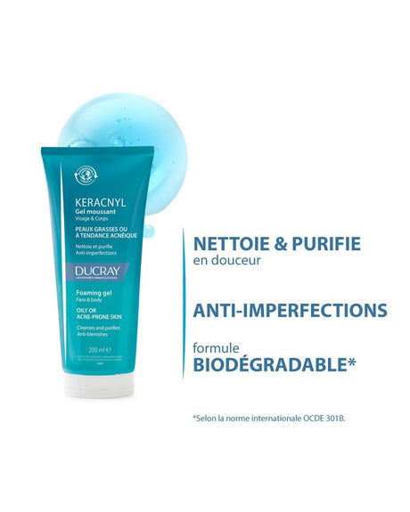 Ducray Gel Moussant Visage et Corps - Keracnyl 200 ml