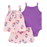 Ensemble Fleuri 3 Pièces Carter's - Rose & Violet