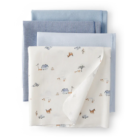 Lot de 4 langes de réception bébé garçon - Bleu