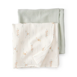 Lot de 2 langes en mousseline lion - Vert