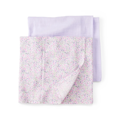 Lot de 2 langes en mousseline de coton - Fleuri