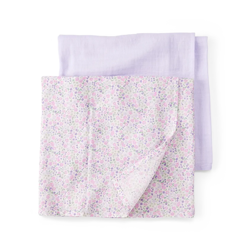 Lot de 2 Langes en Mousseline de Coton Carter's - Fleuri
