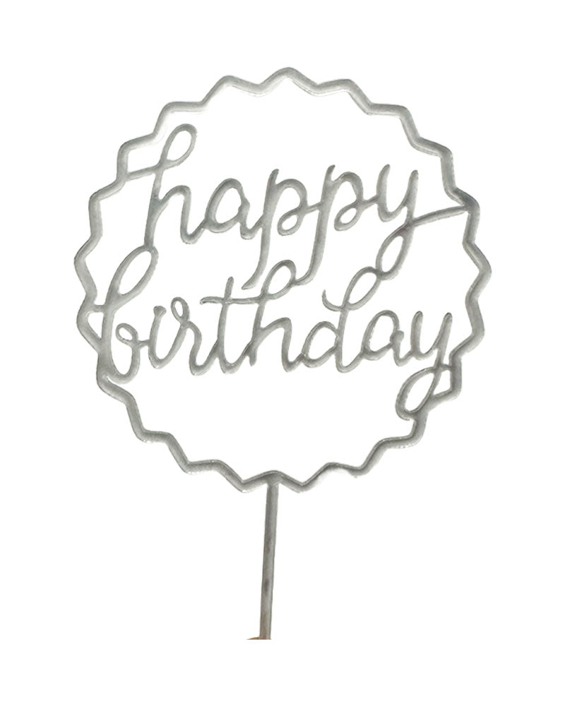 Cake Topper Happy Birthday - Blanc