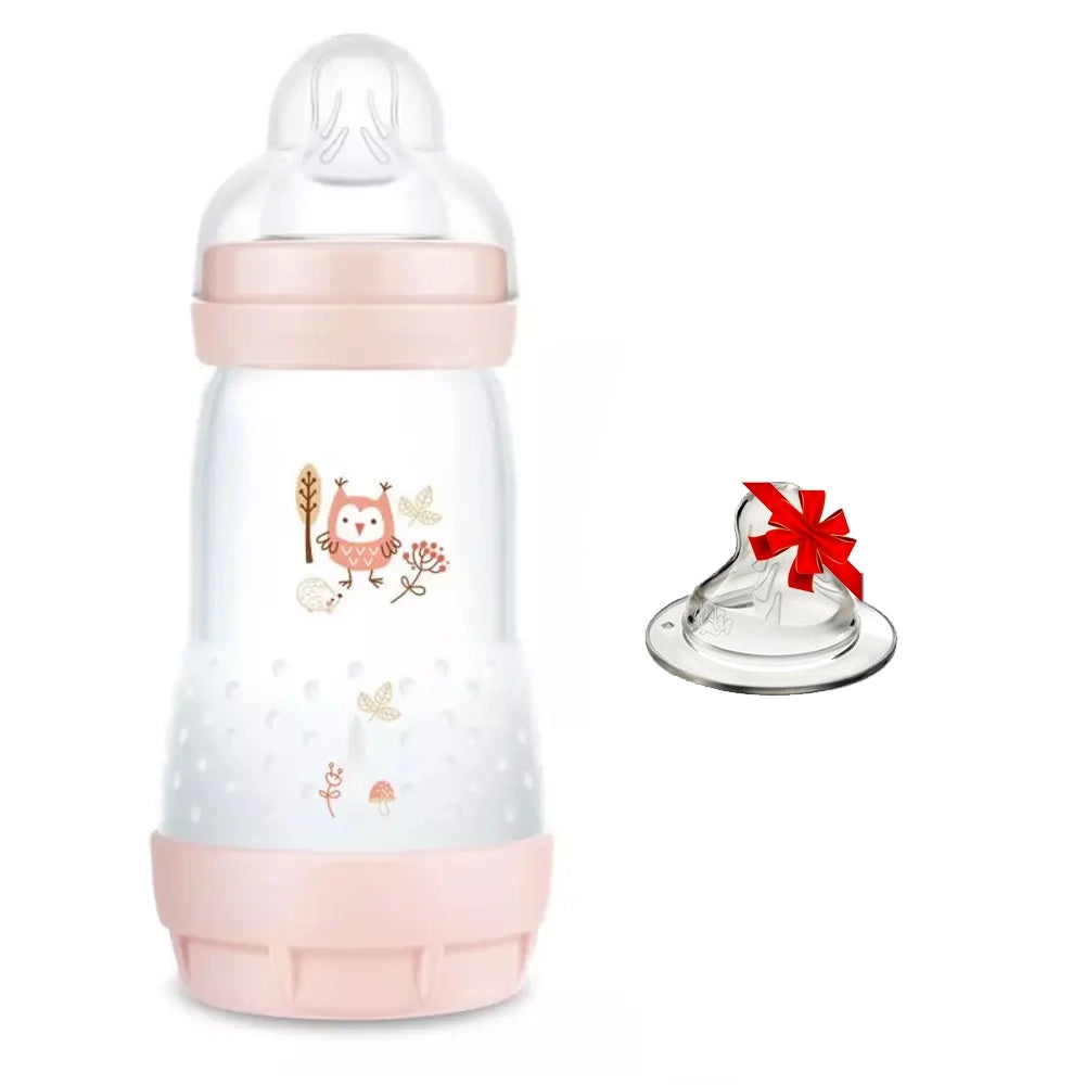 Biberon MAM Easy Start Anti-Colique 260ml 2M+ - Rose = Tétine 2M+ Offerte