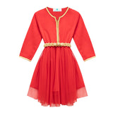 Caftan Robe pour Fille avec Manches - Rouge